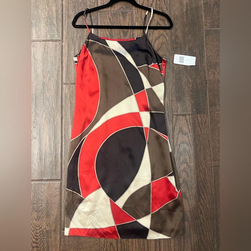 NWT Calvin Klein Cardinal Combi 100% silk dress 8